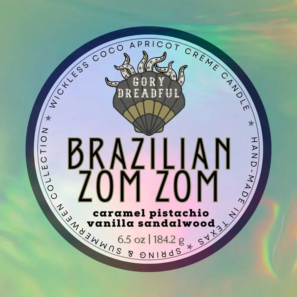 Brazilian Zom Zom Wickless Candle: Caramel Pistachio Vanilla Sandalwood Scent